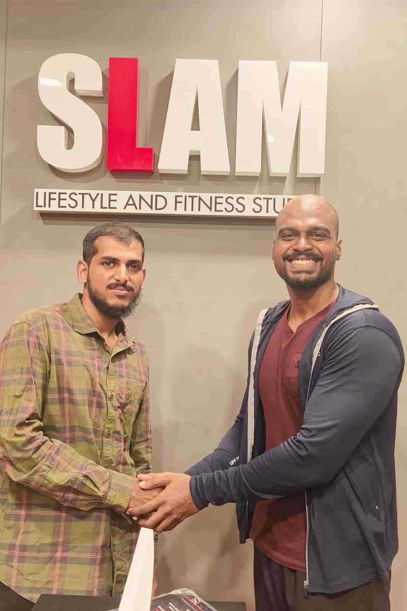 The Gymuu team with the owner of SLAM, Adyar